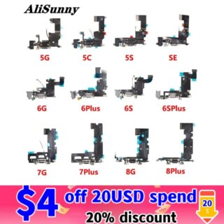 AliSunny 1 قطعة شحن الكابلات المرنة آيفون 5 5s 5C SE 6 6S 7 8 Plus X XS ماكس XR شاحن حوض موصل USB ميناء إصلاح جزء 2