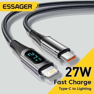 كابل ESSAGER 20 وات PD USB C كابل شحن سريع لهاتف iPhone 14 13 12 Pro Max XR شاشة رقمية سلك بيانات للهاتف المحمول لهاتف iphone