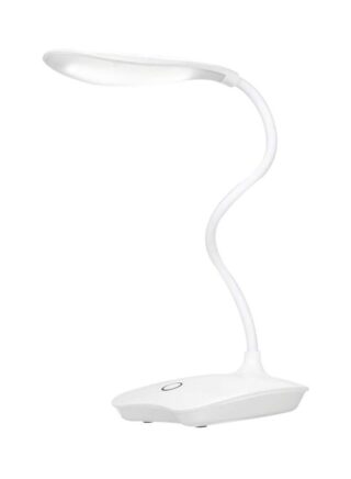 ديسديل مصباح طاولة LED ألترا لايت USB قابل للشحن بإضاءة مناسبة للعين قابلة للتعتيم، يعمل بنظام تحكم باللمس، بحامل على شكل خرطوم مرن برأس دوار 360 درجة أبيض 0.152كيلوجرام