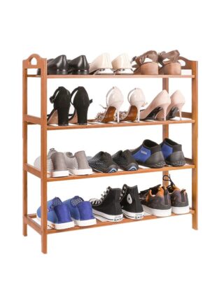 رومان جيفتس منظم رفوف للأحذية مكون من 4 مستويات الخيزران الطبيعي 49x67x23.5سم