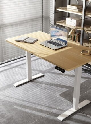 إيب آند فلو طاولة كمبيوتر مكتبية بارتفاع قابل للتعديل تستخدم كطاولة مكتب للدراسة أو طاولة ألعاب، مقاس سطح الطاولة 140*70*1.8سم أبيض/بلوط أبيض/لون خشب البلوط