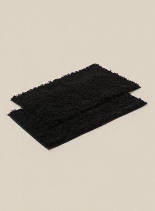 إيست من نون طقم دواسات حمام شاجي ناعمة ومبطنة مقاس 50 × 80 سم من قطعتين، لون أسود أسود