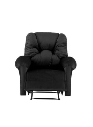 أمريكان بولو كرسي استرخاء ثابت منجد بالمخمل مع وضعية سرير أسود 90x100x80سم
