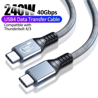 PD 240 واط 40Gbps USB 4 كابل 8K 60Hz USB نوع C سوبر سرعة نقل البيانات كابل متوافق مع Thunderbolt 4/3 لأجهزة الكمبيوتر المحمول ماك بوك