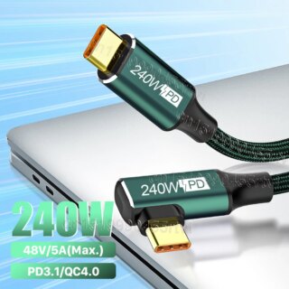 PD240W USB نوع C إلى C كابل ، 5A شحن سريع سلك آيفون 15 ، PS5 ، التبديل غالاكسي S22 ، ماك بوك برو ، 90 درجة