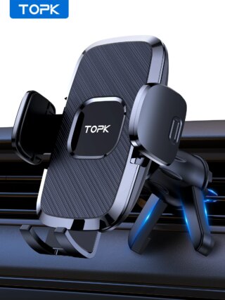 TOPK D35-S حامل هاتف السيارة ، العالمي الهاتف جبل للسيارة مع هوك كليب الهواء تنفيس سيارة جبل 360 درجة دوران للهواتف النقالة