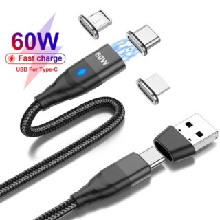 UKGO-USB لنوع C كابل مغناطيسي ، شحن سريع للغاية ، QC 4.0 3.0 ، سلك USB صغير ، آيفون ، سامسونج ، نوع C ، PD 60 واط ، 3 في 1