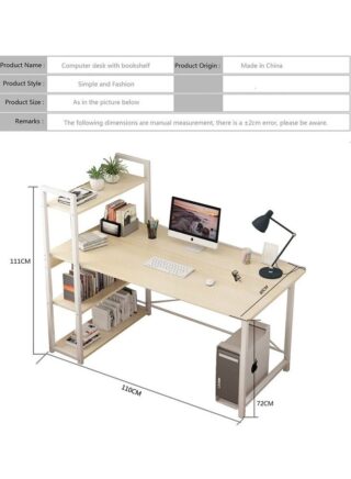 زويهاو مكتب كمبيوتر منزلي حديث بسيط طاولة دراسة مع 4 أرفف طبقات 110x60x111 سم